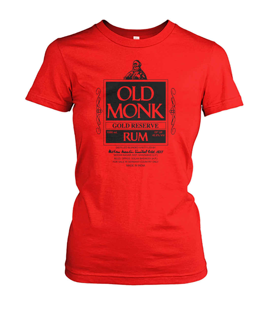 Buy Old Monk - Women's Round Neck Tees Red Apparel