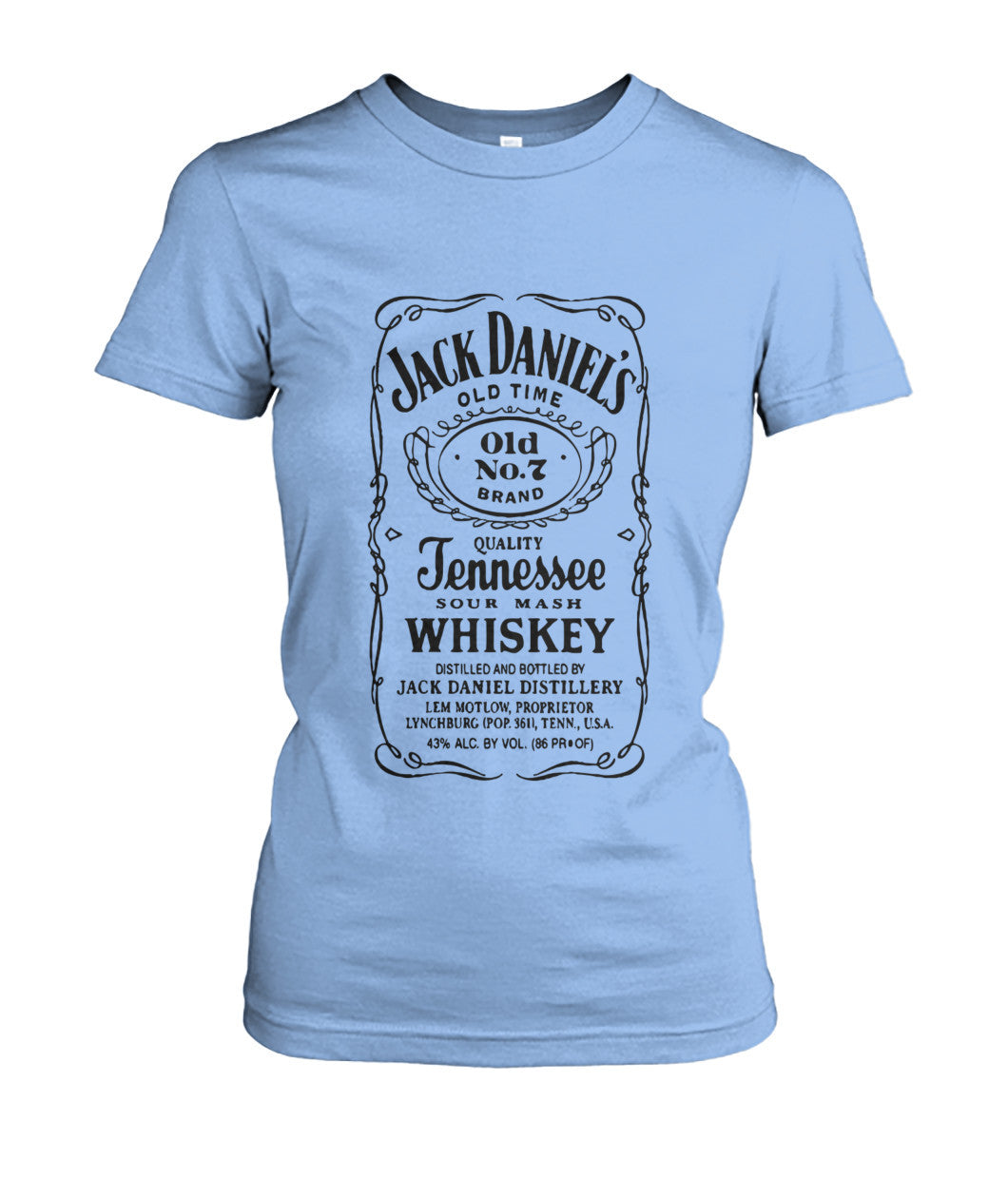 Buy Jack Danial Fans - Womens Round Neck Tees Light Blue Apparel