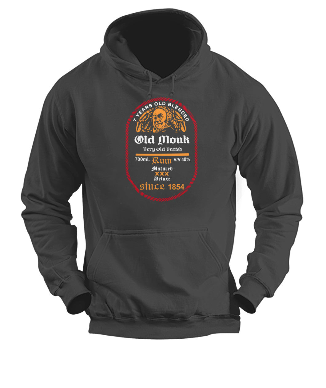 Buy Old Monk - Hoodies Charcoal Apparel