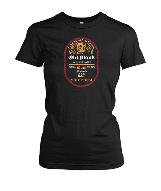 Buy Old Monk - Women's Round Neck Tees Black Apparel