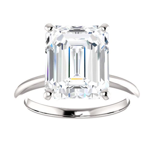 Buy The Four Prongs Moissanite Emerald 14k white gold 11x9mm Equivalence 4.50ct Solitaire
