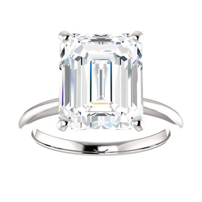 Buy The Four Prongs Moissanite Emerald 14k white gold 11x9mm Equivalence 4.50ct Solitaire
