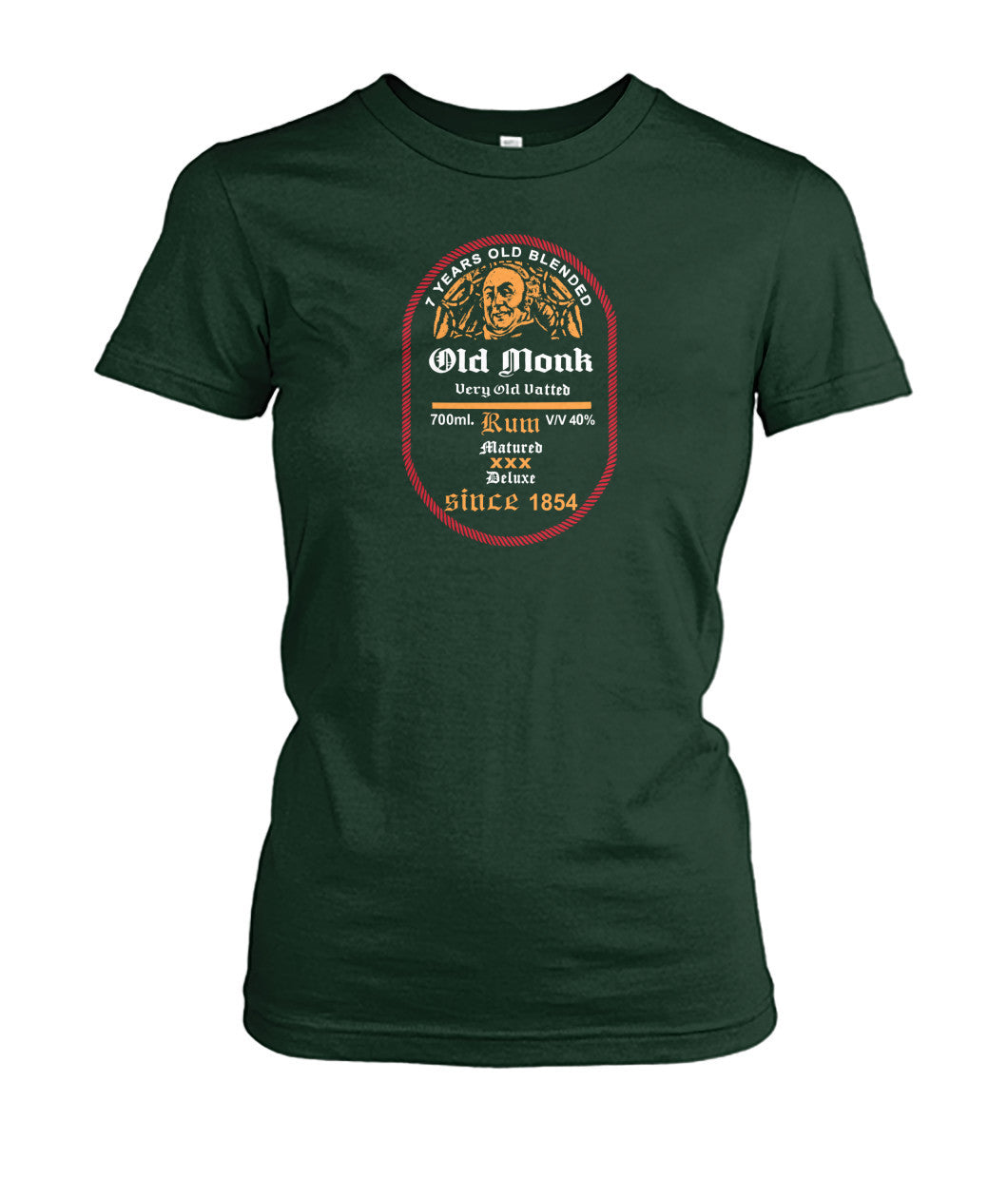 Buy Old Monk - Women's Round Neck Tees Forest Green Apparel