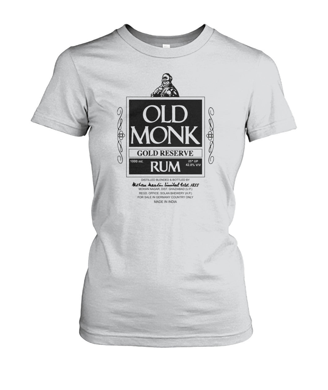 Buy Old Monk - Women's Round Neck Tees Ash Grey Apparel